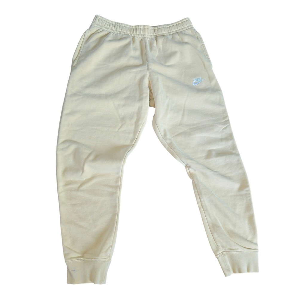 Nike Sportswear Club Fleece Joggers Cream Pale Yellow Sweatpants Mens Medium